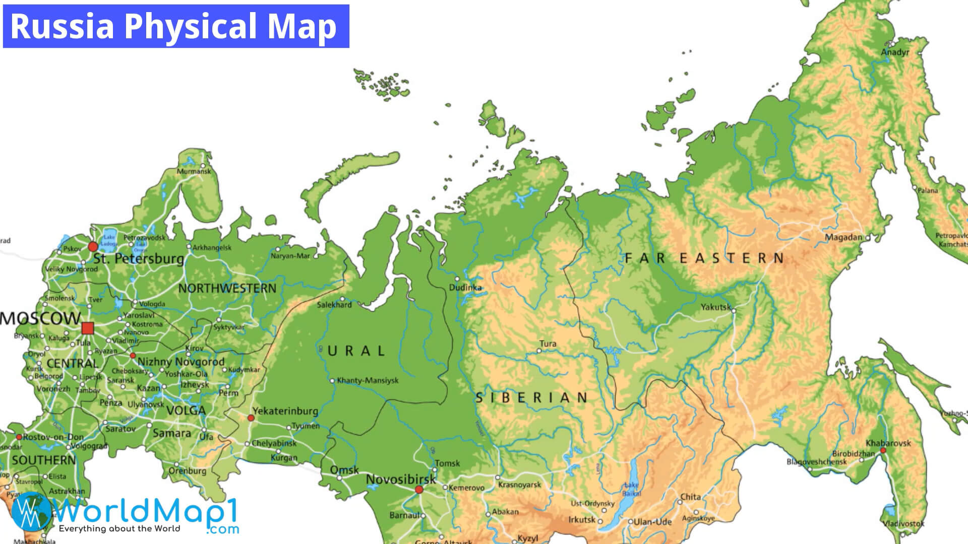Russia Pyhsical Map